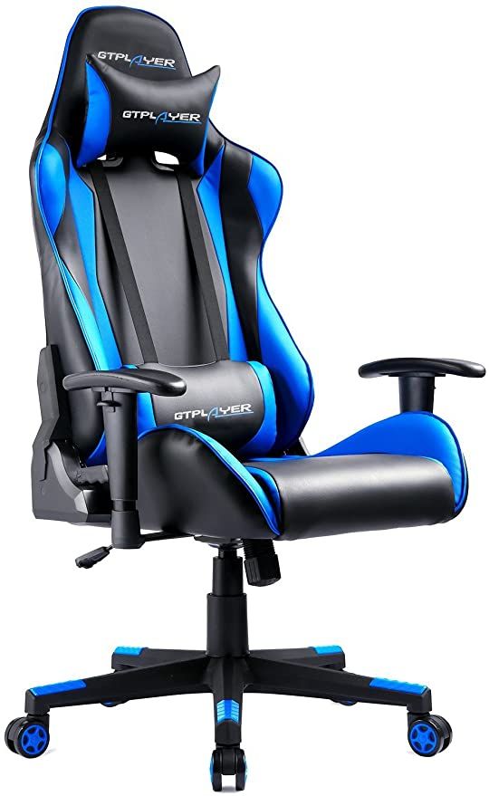 GTPLAYER Chaise Gaming Bleue et Noire
