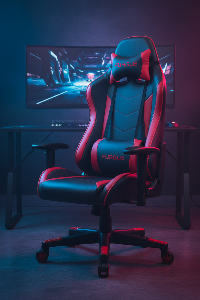 FURGLE Noir/Rouge Sport — Vue 3/4 Gaming
