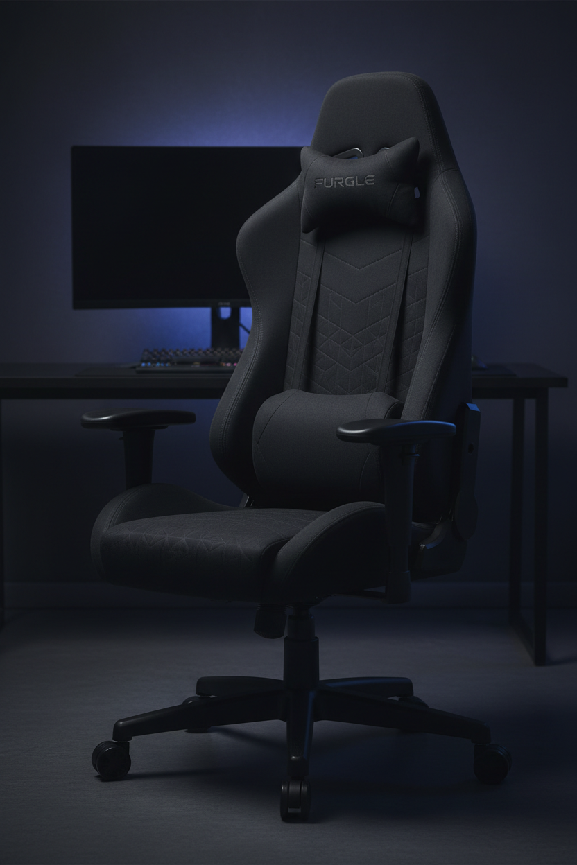 FURGLE Noir Tissu Mat — Vue 3/4 Gaming