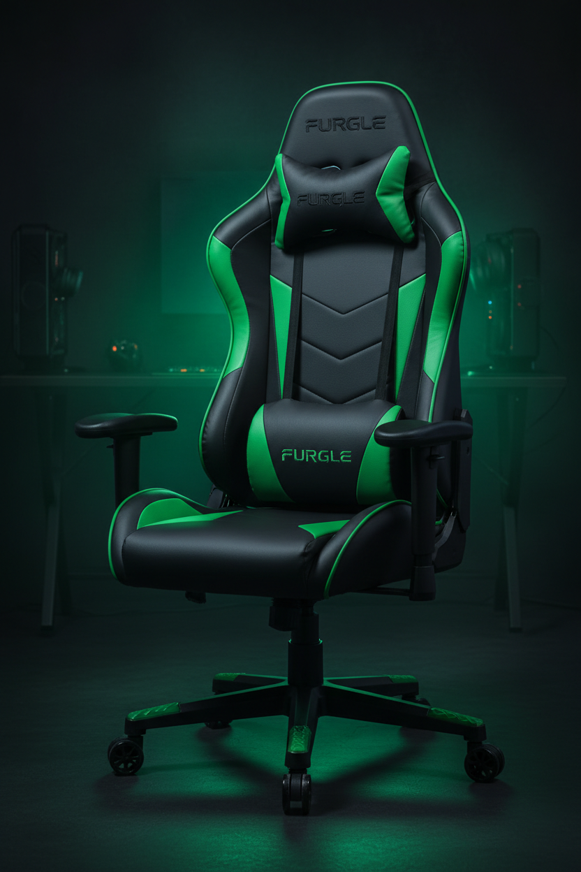 FURGLE Noir/Vert — Vue 3/4 Gaming
