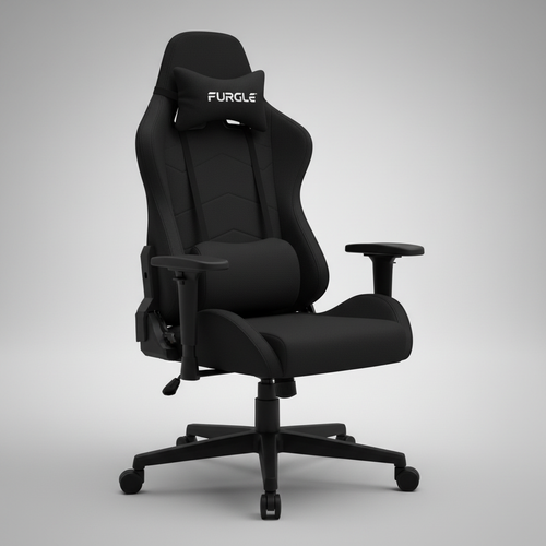 FURGLE Chaise Gaming Noir Tissu Mat - vue 3/4