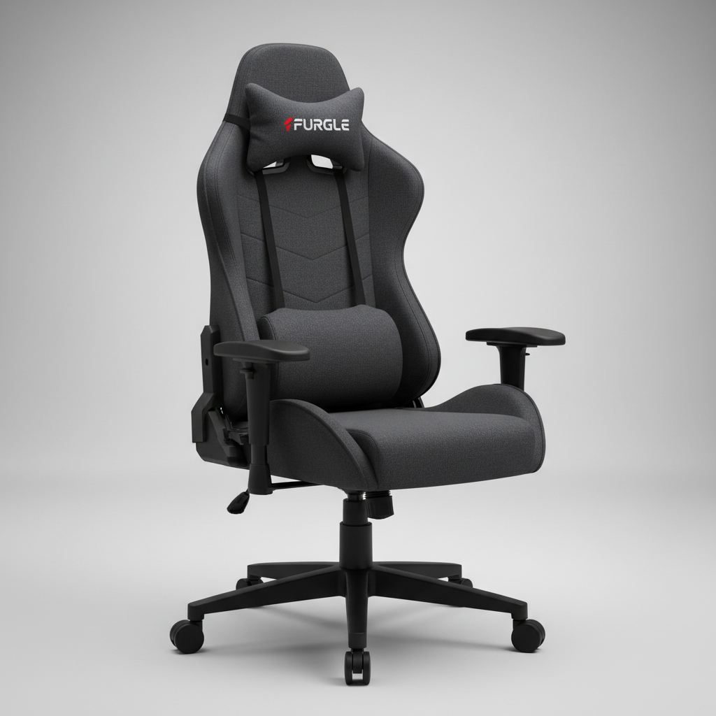 FURGLE Chaise Gaming Gris Anthracite Tissu - vue 3/4