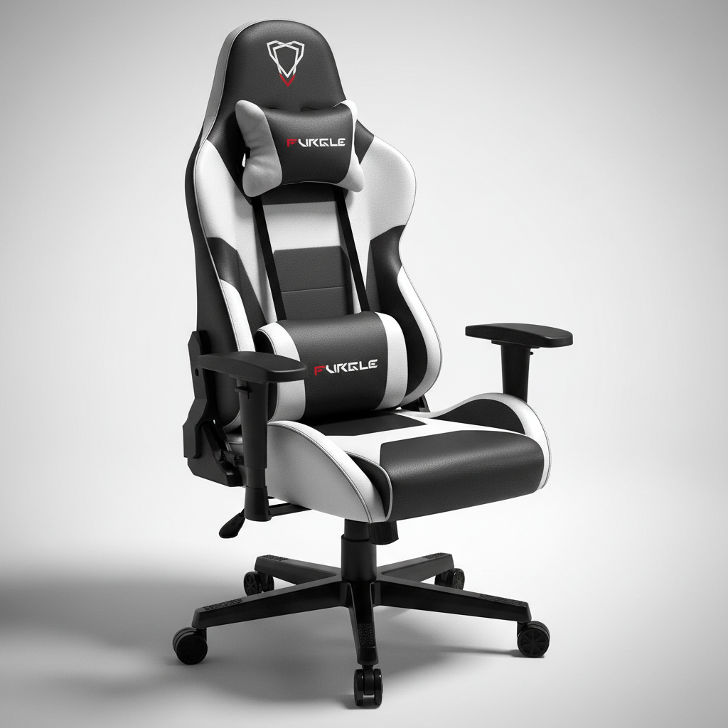 FURGLE Chaise Gaming Noir et Blanc - vue 3/4